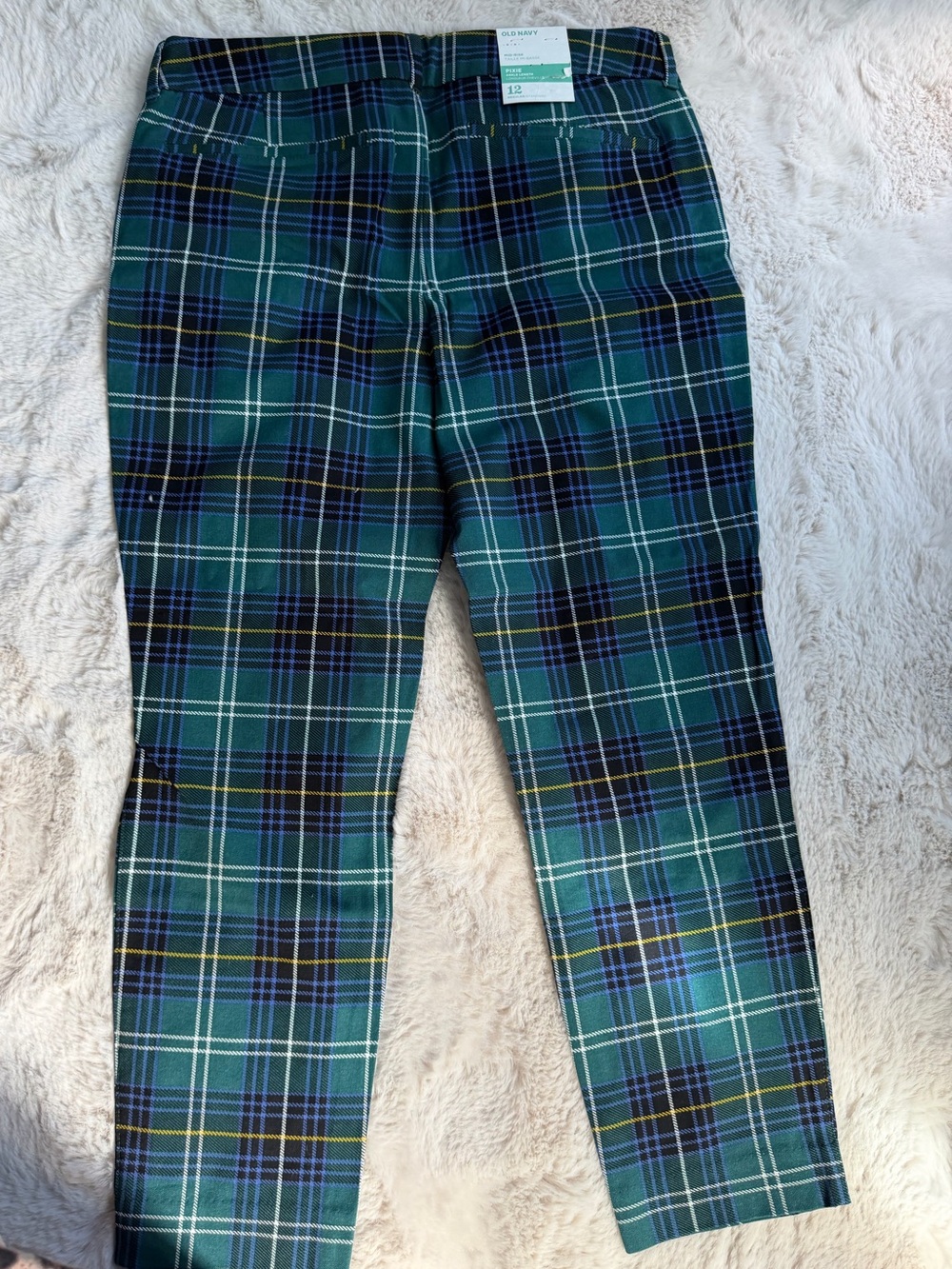 Old Navy Teal & Navy Plaid Chinos